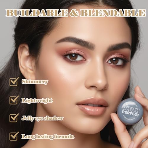 Wink Perfect Jelly Cream Eyeshadow ? High-Shine Shimmer, Buildable & Long-Lasting, Lightweight Cream-to-Powder Eye Shadow, Vegan & Cruelty-Free (04 Moonlight Mauve, 0.18 oz / 5.1 g(PACK OF 1))