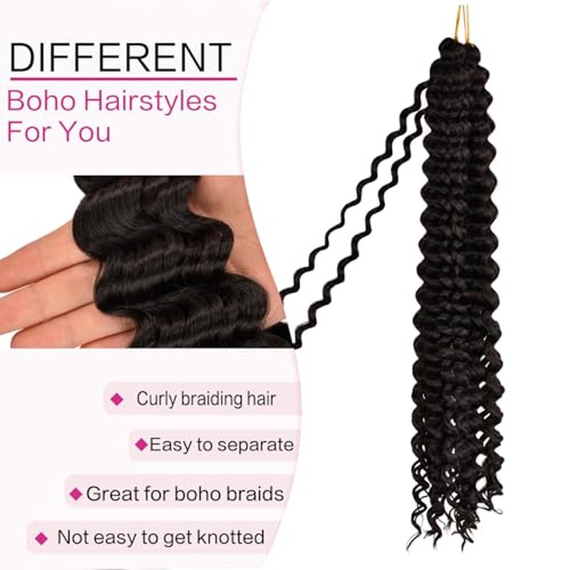 Deep Wave Crochet Hair Extensions 22 Inch Synthetic Braiding Hair