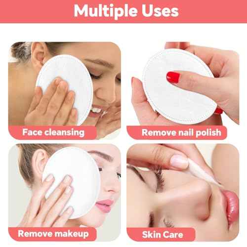 Large Oval Cotton Pads, 80 Count, Multi-Layer, Lint-Free, Dual-Sided, Ultra-Soft Cotton Oval Pads for Makeup Removal, Cleansing, and Toner Application