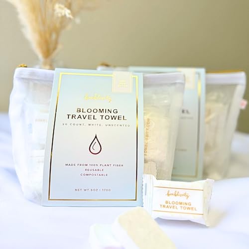 Bonblissity Compressed Face Towels, 20 pcs - 11.8 x 9.4" Compressed Towel Tablets for Travel, Reusable Portable Compact, Expandable Water-Activated Hand Washcloths, Mini Travel Essentials for Women