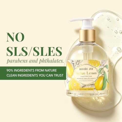 ROMIIE ZOI Liquid Hand Soap with Gift Box - Lemon Scent, 8.7oz / 260ml