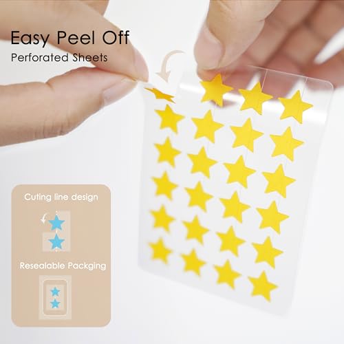 POINTMASS Star Pimple Patches: 6 Colors 144 Thickened Hydrocolloid Acne Patches Cute for Face and Skin Covering of Blemishes Zits etc. Acne Patches Contain Tea Tree Oil