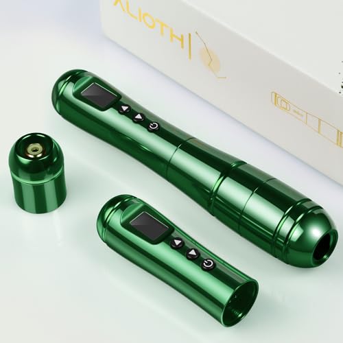 DKLAB Alioth Wireless Permanet Makeup Tattoo Pen Machine Kit Rotary Tattoo Gun with 2x Batteries Power Supply Lightweight Multi Functional Set for Professional Artists Permanent Makeup (Emerald)