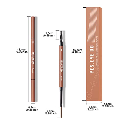 Auburn Eyebrow Pencil, Waterproof Red Eyebrow Pencil, Automatic Brow Pen with Spoolie for Red Hair, Ultra Precise Brow Pen for Defining Filling, Longlasting and Sweat-proof,Auburn YES.EYE DO