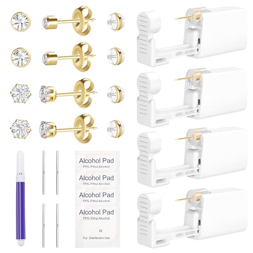 Ear Piercing Kit - 4pcs Disposable Gun with Hypoallergenic Steel