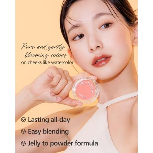 THESAEM Jelly Blusher - PK01 Sweet Petal Daily Muted Pink - Korean Watercolor Blush Cushion Velvet Finish - Long-Lasting Vibrant Cheek Color with Smooth Blending Formula, 0.21oz