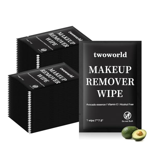 Makeup Remover Wipes Bulk Individually Wrapped,Travel Makeup Wipes Gentle for Face Cleansing Mascara Lipstick Travel Hotel£¨black,pack of 50)
