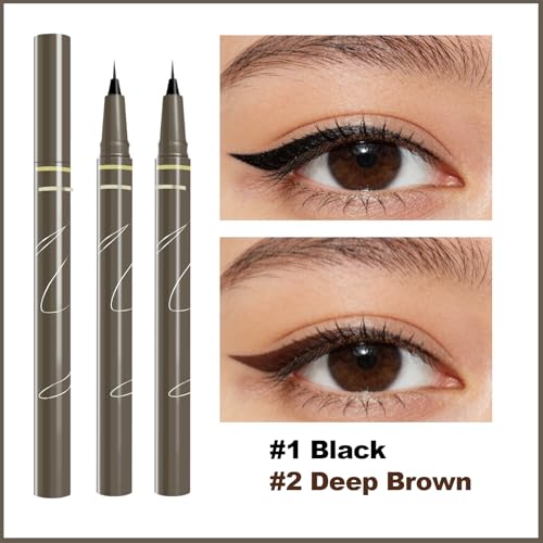 Ultra Thin Liquid Eyeliner Felt Tip 0.01mm Waterproof Black 2pcs