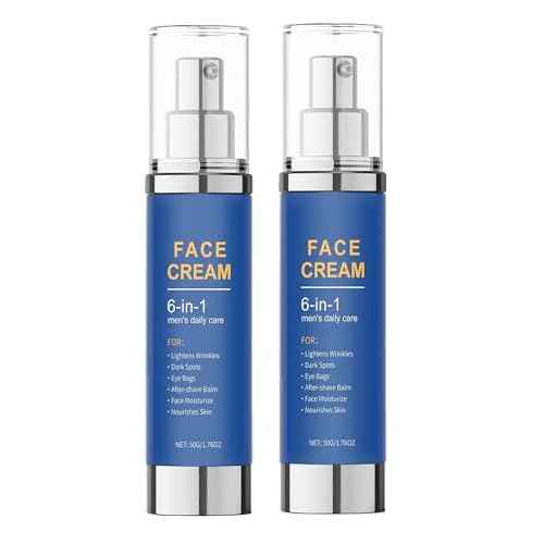Face Cream for Men, 6 Benefits in One Easy Step, Alleviates Eye Bags, Removes Dark Spots, Reduces Wrinkles, Soothes Skin After Shaving, Face Moisturizes, Skin Nourishes Deeply - 2 Pack