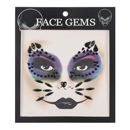 Halloween Face Gems Black Rhinestone Temporary Tattoo Stickers