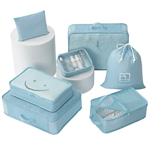 Tianzong 7-Piece Packing Cubes Set with Shoe Bag & Toiletry Organizer
