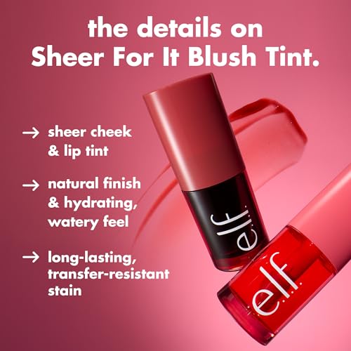 e.l.f. Sheer For It Blush & Lip Tint Cherry Cola 0.22 Fl Oz - Hydrating, Buildable Color