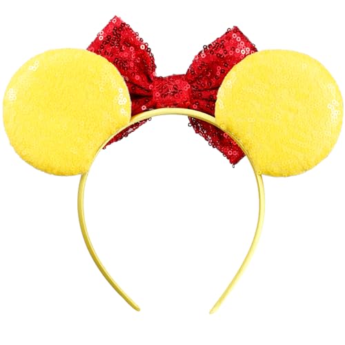 Mouse Ear Headband with Glitter Bow for Women & Girls