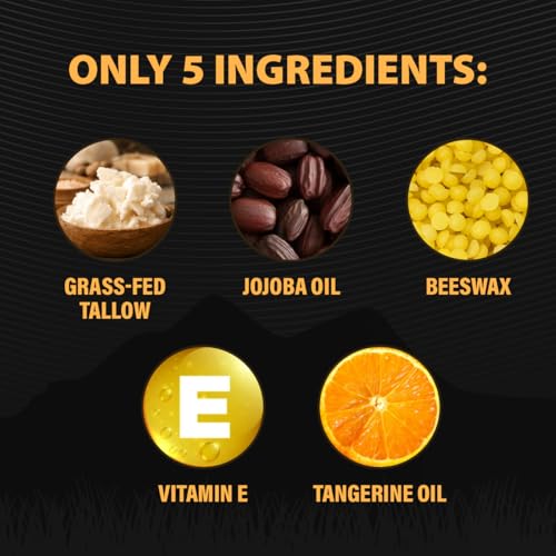 Teton Grass Fed Tallow Lip Balm with Beeswax & Jojoba Oil ? Deep Moisturizing Lip Care with Vitamin E & Tangerine Oil ? Smooth, Nourishing Lip Balm for Dry, Chapped Lips (3)