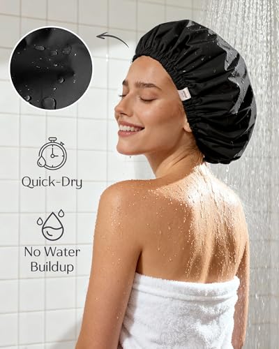 Satin Lined Shower Cap for Women - Waterproof & Frizz Free