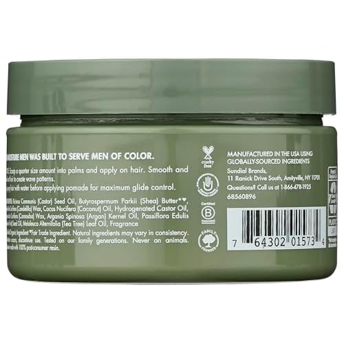 SheaMoisture Men Waves Pomade Argan Oil and Shea Butter - Hair Care Styling Product for Frizz Control and Waves - Men's styling hair wax 4 oz (1)