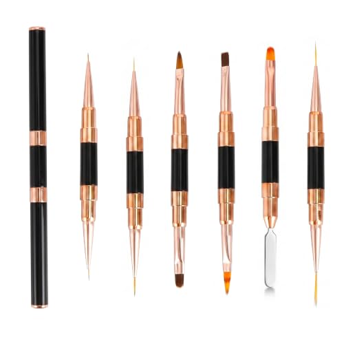 GASRONS Dual-Ended Nail Art Brushes Set - 5 Sizes for Gel, Acrylic & DIY Manicure