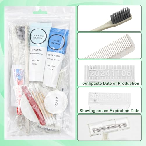 Toiletry Kits Homeless Personal Hygiene Care Package Kits Supplies In Bulk, Disposable Travel Size Essential Women Men Toiletries Set for Hotel, Charity, Camping, Travel (5 Pack)