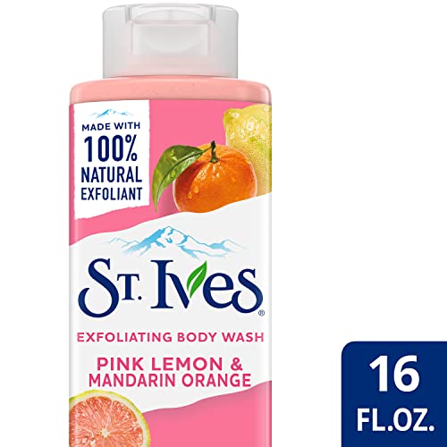 St. Ives Exfoliating Body Wash, Pink Lemon & Mandarin Orange 2-Pack ? Made with 100% Natural Exfoliants for Glowing Skin, 16 Oz Ea