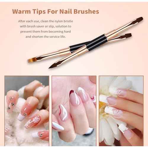 Nail Art Brushes Set - Professional 5pcs Double-Ended Acrylic Nail Art Brushes Liner Detail Thin Brushes For Drawing Design Brushes Gel Builder Brushes 3D Nail Art Tools (black)