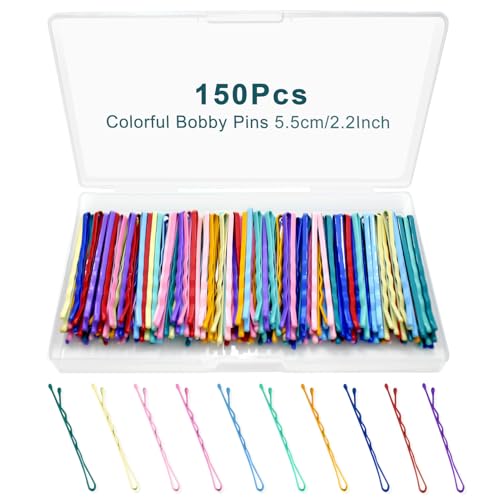 150 Colorful Bobby Pins for Women - Durable Hair Pins with Box