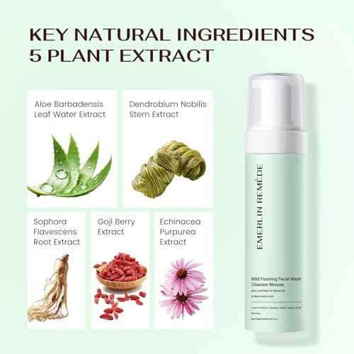Mild Foaming Facial Wash Cleanser Mousse with Aloe Leaf Water, Amino Acids & Vitamin B5, Gentle Hydrating Face Wash for All Skin Types, 200ml