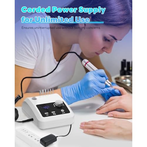 CozyZen Electric Nail Drill Professional: 45000 RPM Nail File Kit Machine with LCD Display, Hand & Foot Control Low Noise for Acrylic, Gel Nails, Manicure & Pedicure - Salon & Home Use