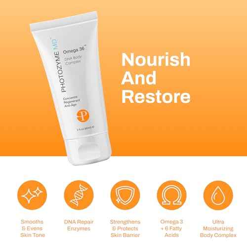Photozyme Omega 36 Body Complex ? Anti-Aging Body Cream with Omega 3,6, Ceramides & DNA Repair Enzymes ? Hydrating, Firming, Nourishing, Fragrance Free, Unscented ? 2 fl oz