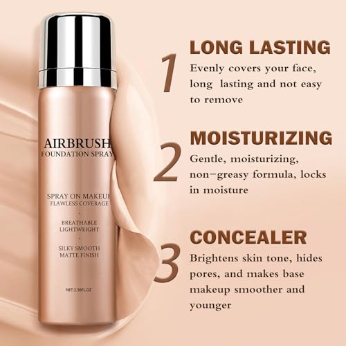 Airbrush Foundation Makeup - Full Coverage, Moisturizing Formula