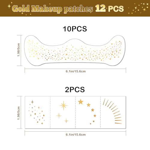 12Pc Gold Glitter Face Stickers - Waterproof Makeup Patches
