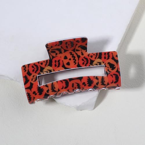 Halloween Hair Clips Cute Pumpkin Orange Hair Accessories Square Large Claw Clips for Thick Thin Hair Styling Strong Hold Non Slip Hair Clip for Women Girls Halloween Decorations