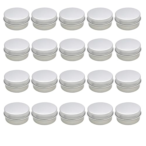 20PCS 5ML 0.17oz Small Ounce Empty Metal Steel Aluminum Jar Tins Cans Slip Slide Bottle Cosmetic Containers Box With Twist Cover For Sample Storage Salves Eye Shadow Make up Lip Balm