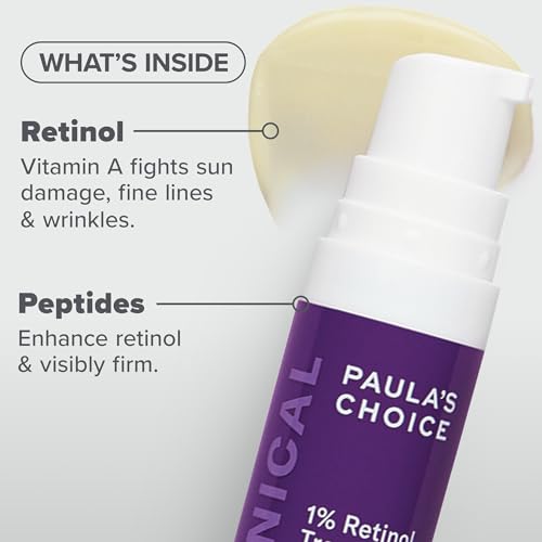 Paula's Choice SKIN PERFECTING 2% BHA Liquid Exfoliant, Salicylic Acid Facial Exfoliator for Enlarged Pores, Travel Size 1oz & CLINICAL 1% Retinol Treatment Cream for Anti-Aging & Wrinkles, 0.17oz