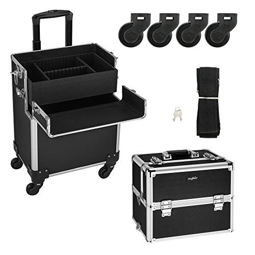 Mefeir 3-in-1 Rolling Makeup Train Case with Removable Wheels