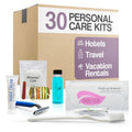 Personal Care Travel Toiletries | 1-Shoppe Amenities Kit | Travel Shaving Set, Toothbrush & Paste, Mouthwash, Makeup Wipes, Swabs, Nail File & Sewing Kit | 150 Pieces