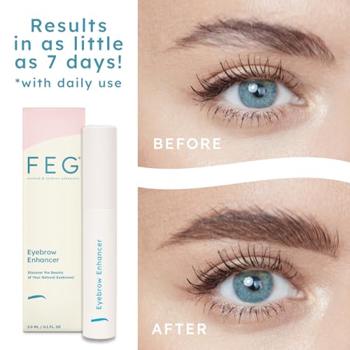 FEG Eyebrow Enhancer Growth Serum for Thicker Brows | Natural Brow Enhancing Serum for Growing and Thickening Eyebrows | Stimulates Natural Growth | 3-Pack of 3ml Tubes