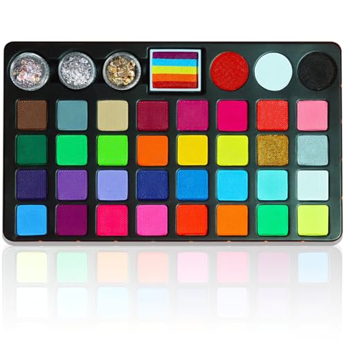 39 Color Face Painting Kit with Fluorescent Paint & Brushes