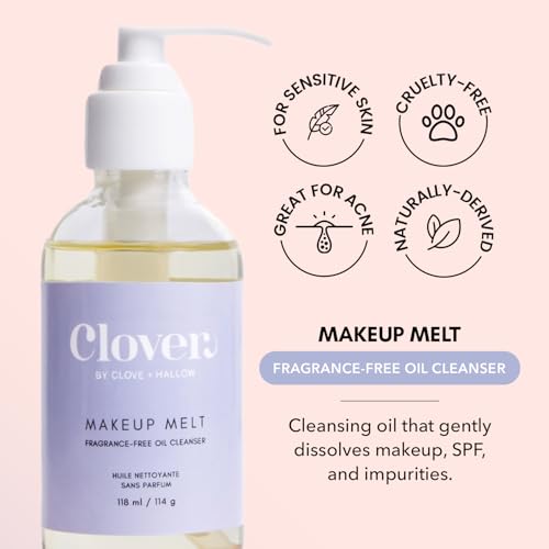Clover Makeup Melt Milky Cleansing Oil | Gentle Makeup Removal, Skin-Friendly Formula and Residue-Free Rinse | Cruelty-Free & Vegan Face Oil - 4 oz (118 ml)