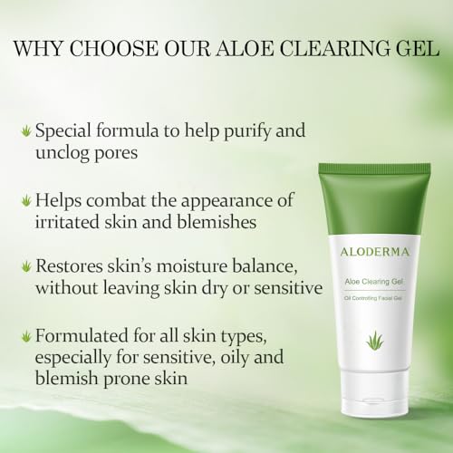 Aloderma Essential Aloe Clearing Set - 4 Pieces - Cleanser, Soothing Cream, Aloe Vera Gel with Tea Tree Oil and Aloe Clearing Gel