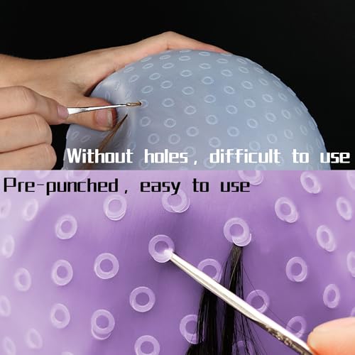 Silicone Hair Highlighting Cap Kit with Crochet Hook & Brush