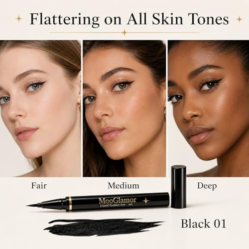 MooGlamor 12-Pack Liquid Eyeliner Pen Set - Waterproof & Long-Lasting