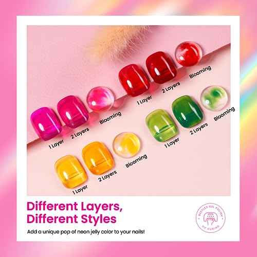 Beetles Gel Nail Polish Set, 6 Colors Silver Cat Eye Gel Polish Sheer Jelly Red Pink Yellow Green Black Neon Gel Translucent Glitter Effect with Magnet Soak Off UV Manicure Gifts for Women