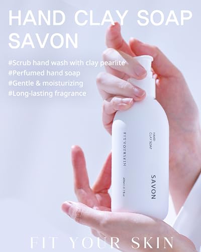 FIT YOUR SKIN Perfumed Hand Clay Soap #Savon - Exfoliating & Moisturizing Hand Scrub Gel to Bubble Wash - Clay Pearlite & Mineral - Gentle & Long Lasting Fragrance - 1.7 fl.oz