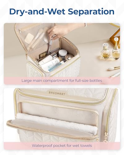 BAGSMART Large Travel Toiletry Bag - Waterproof Makeup Organizer