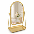 ChicReflect Gold Arch Desk Mirror with Storage Tray - Vanity Makeup Mirror