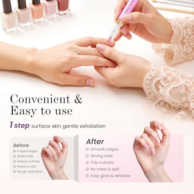 Ceramic Cuticle Remover Pen - Moisturizing Nail Pusher Tool (4 Pcs)