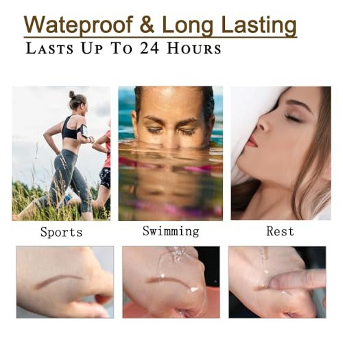 Waterproof Eyebrow Pen for Women - Microblading Tattoo Eye Brow Pencil, Long Lasting All Day, Creates Natural Looking (Black Brown - 2 PCS)