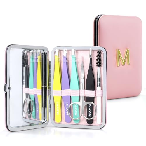 Initial M Tweezers with Mirror – Personalized Eyebrow Tool