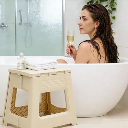 Foldable Shower Stool for Shaving Legs, 11.9" Anti-Slip Foot Rest