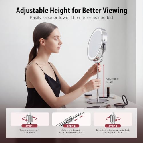 9" LED Makeup Mirror 1X/30X Magnification, Rechargeable